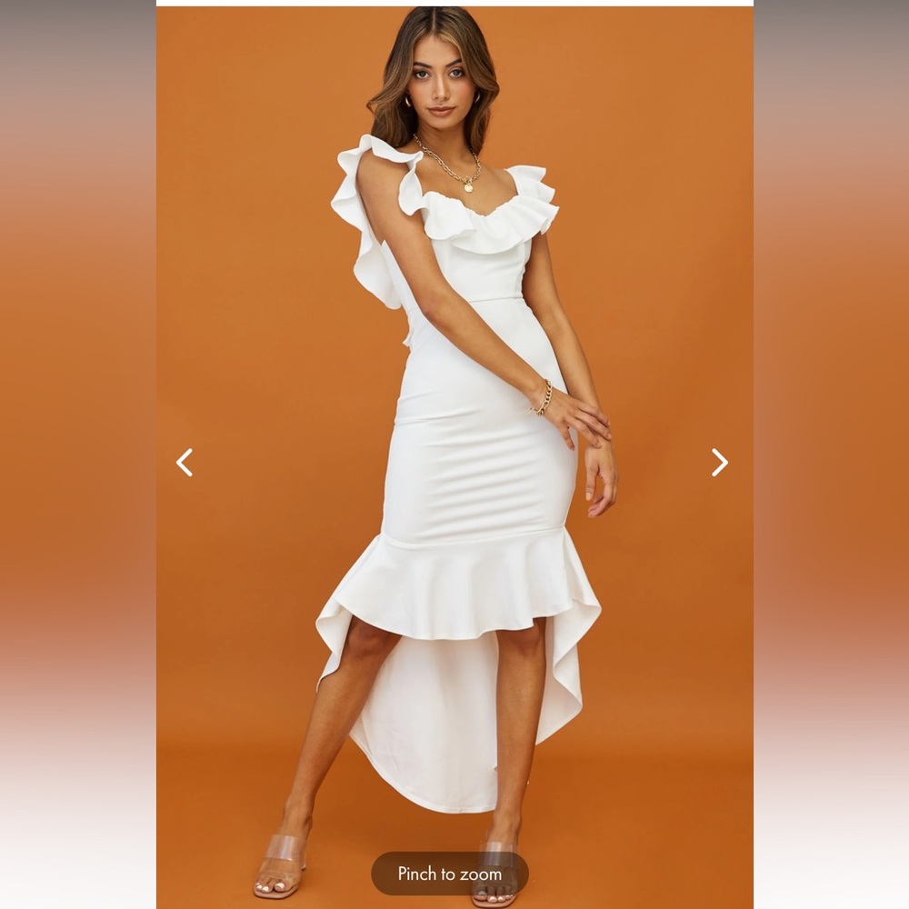Cloud 9 Bardot Neckline Corset Back Dress White